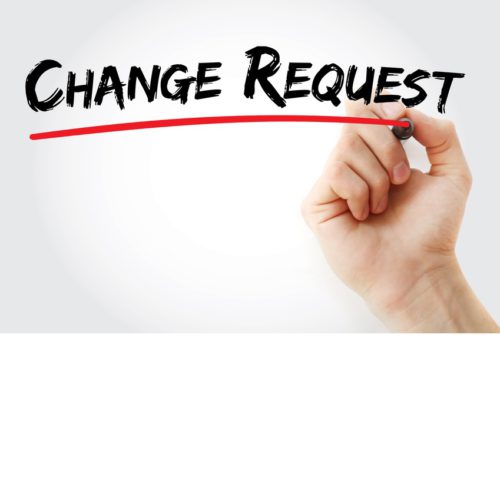 Hand writing Change Request with marker, concept background