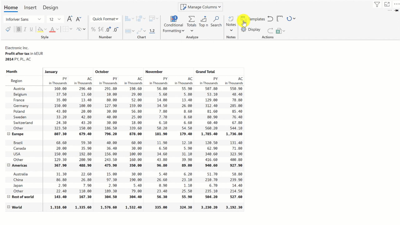 One-click IBCS templates